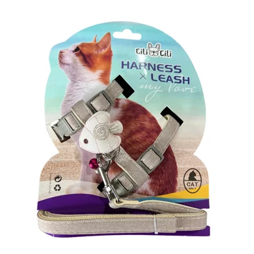 Díszes macskahám pórázzal – állítható, kényelmes és biztonságos