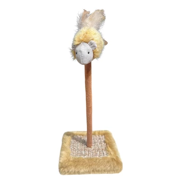 Zenélő egér macskajáték kaparófelülettel - barna