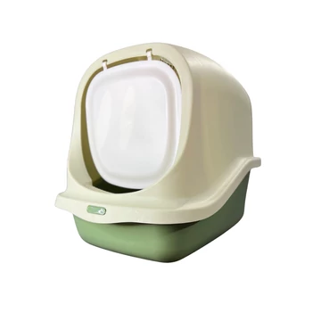 fedeles macska alomtálca zöld fehér levehető tetővel