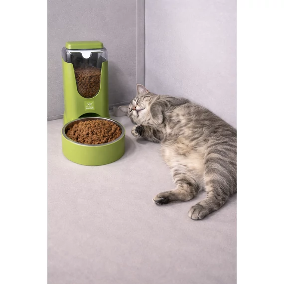 önadagoló macska etető rozsdamentes tállal 