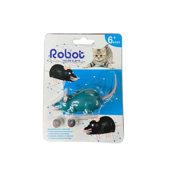 Robot Egér – elemes, mozgó macskajáték Zöld