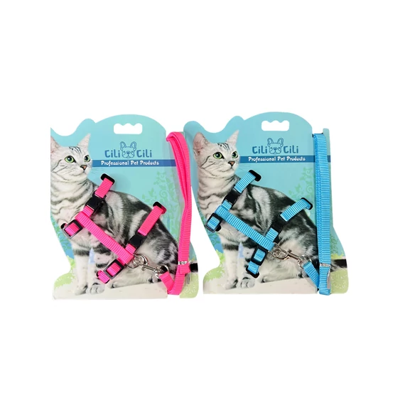 Kék macskahám pórázzal