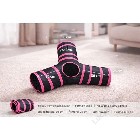 3 irányú Y alakú macska alagút rózsaszín