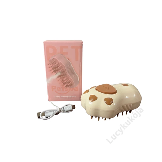 rózsaszín gőzfunkciós macska szőrtelenítő kefe dobozzal