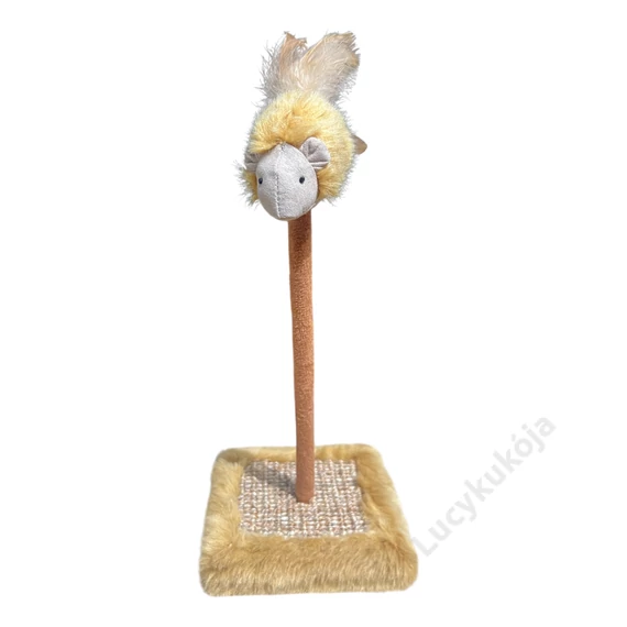 Zenélő egér macskajáték kaparófelülettel - barna