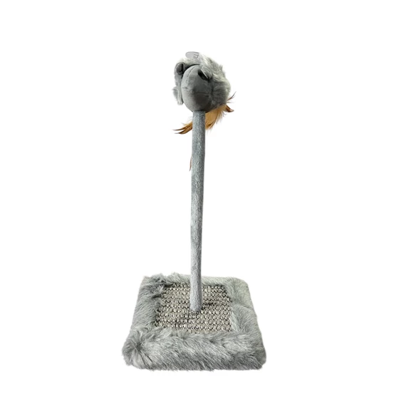 Zenélő egér macskajáték kaparófelülettel - szürke