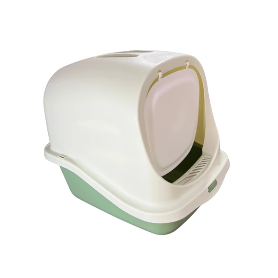 macska alomtálca zöld fehér levehető tetővel